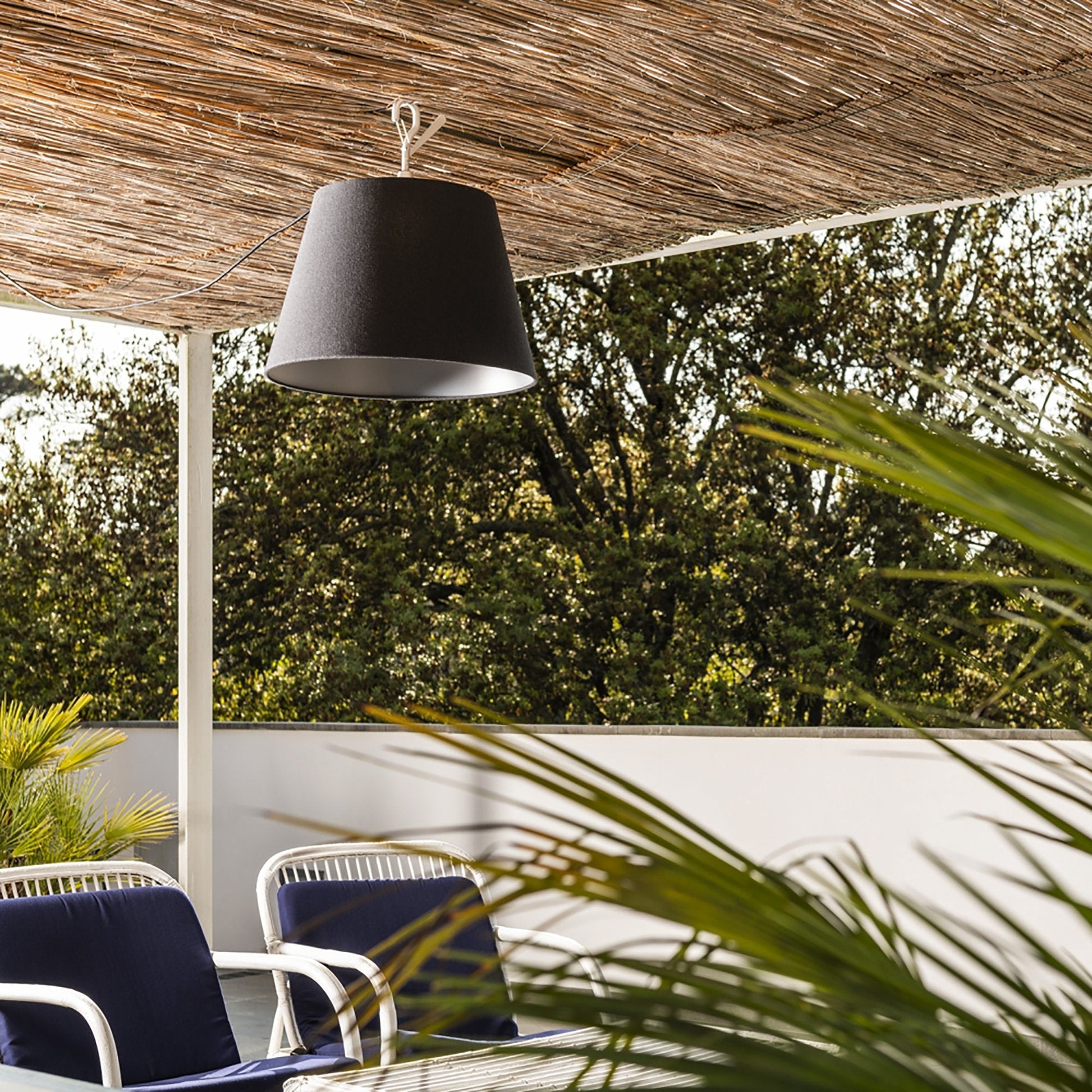 Tolomeo Outdoor Hook LED Flush Mount Ceiling Light Outside Area.