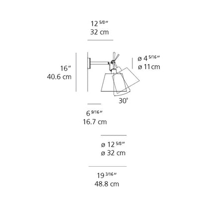 Tolomeo Shaded Wall Light - line drawing.