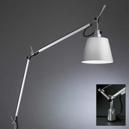Tolomeo Table Lamp with Shade in Silver Fiber (Inset Pivot).
