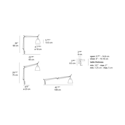 Tolomeo Table Lamp with Shade - line drawing.