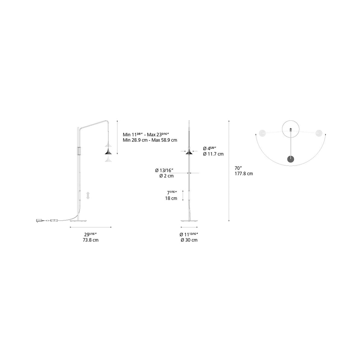 Unterlinden LED Floor Lamp - line drawing.