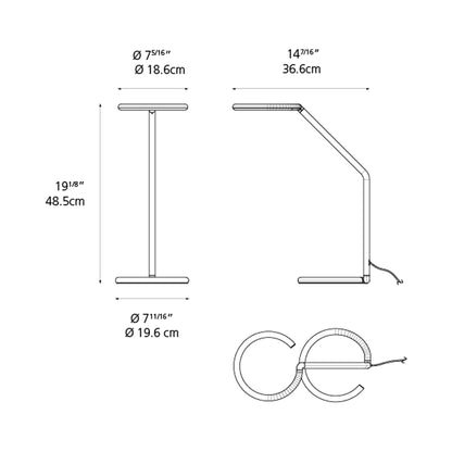 Vine LED Table Lamp - line drawing.