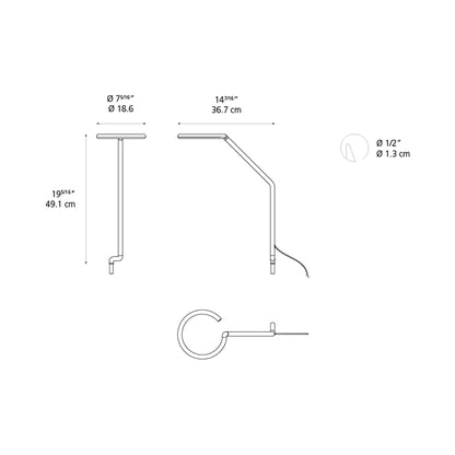 Vine LED Table Lamp - line drawing.