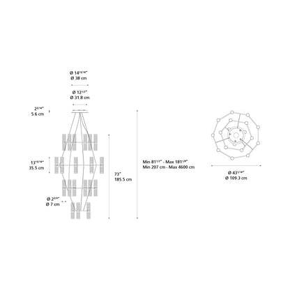 Zephyr LED Chandelier - line drawing.