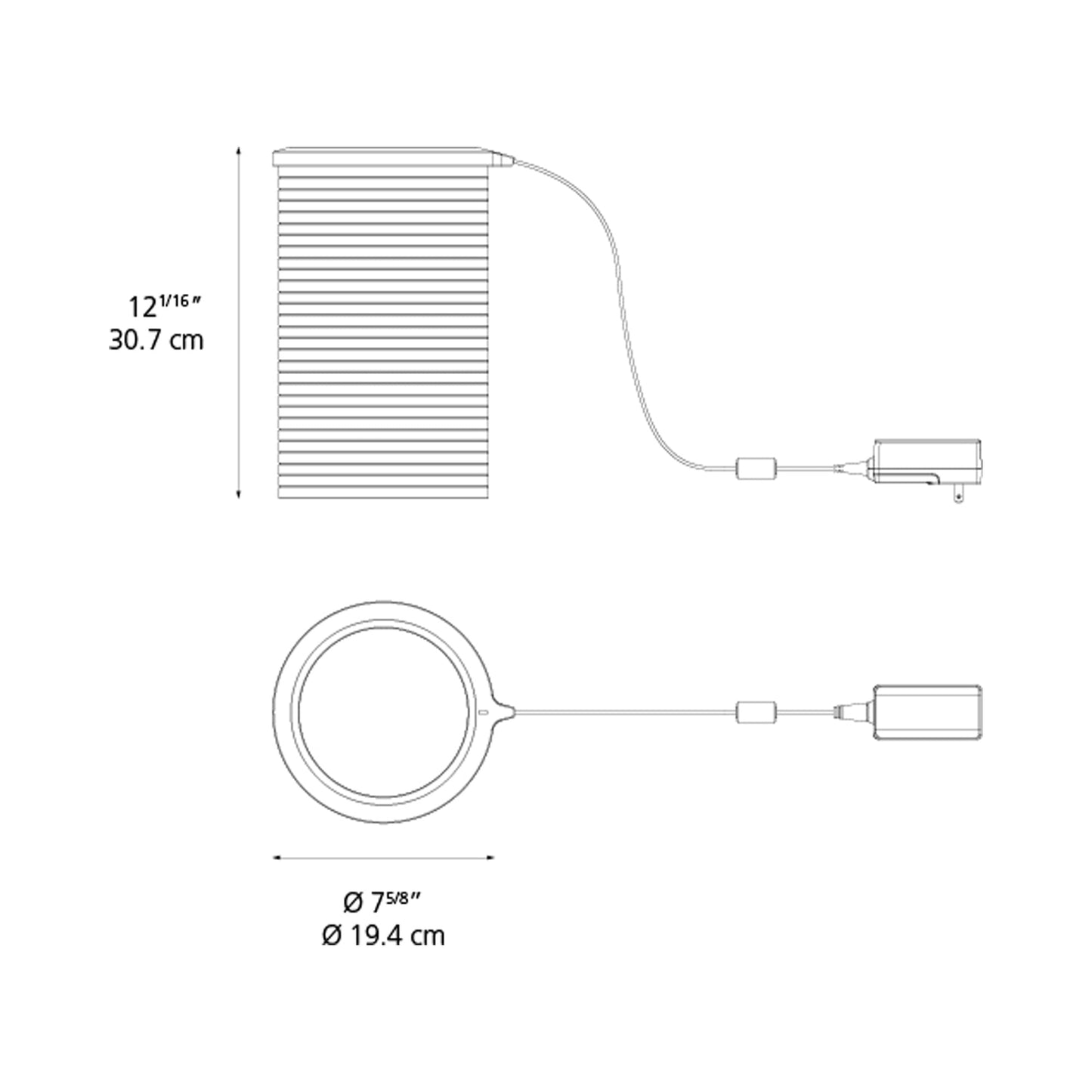 Zephyr LED Table Lamp - line drawing.