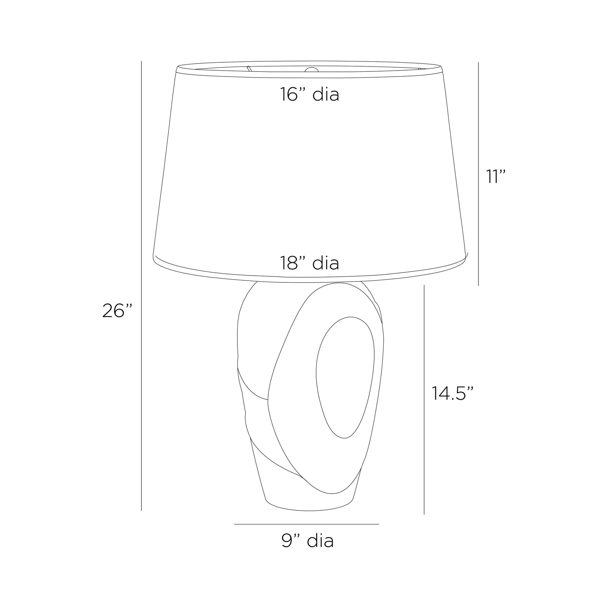 Amelia Table Lamp - line drawing.