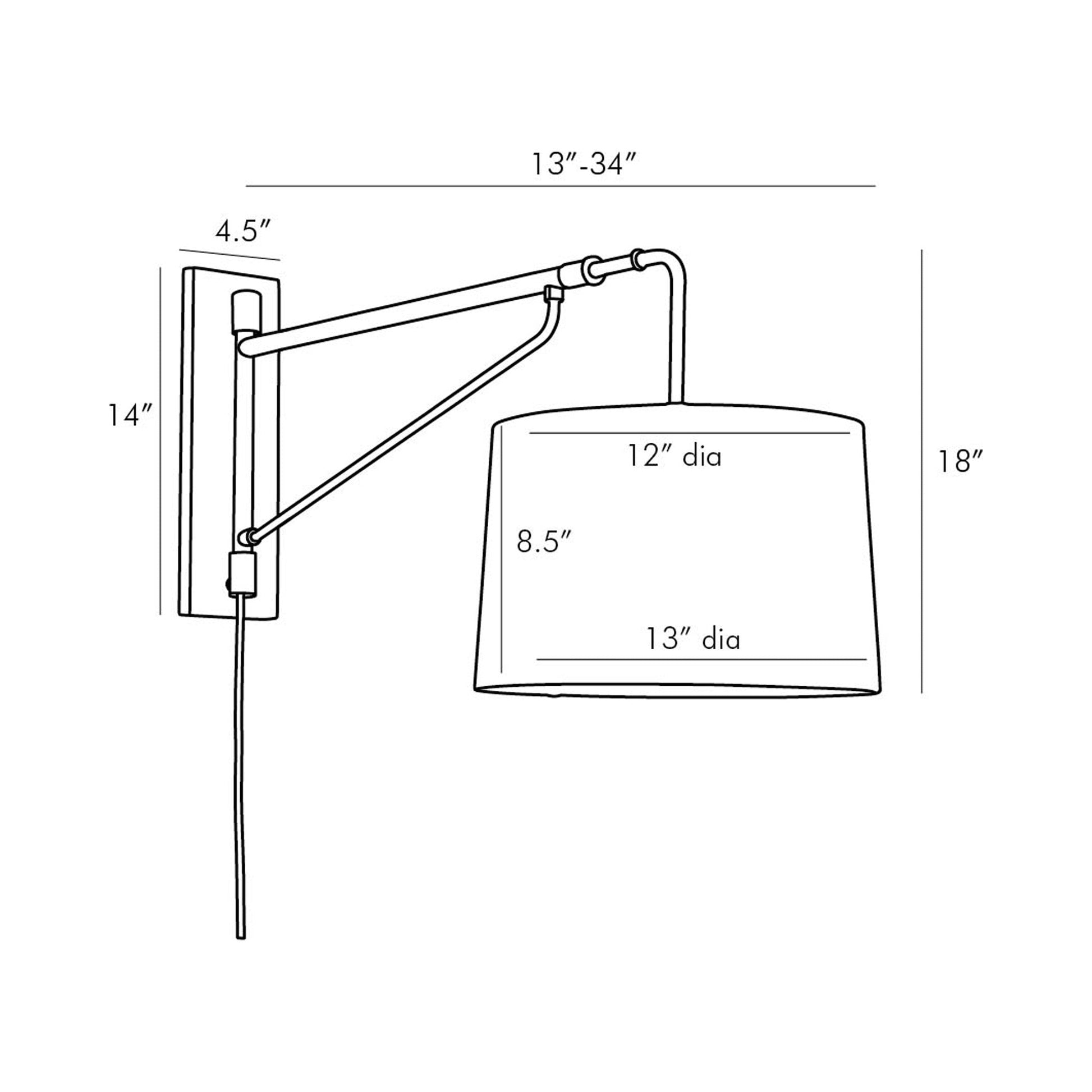Anthony Wall Light - line drawing.