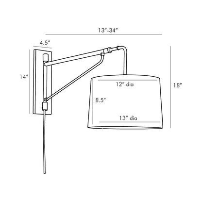 Anthony Wall Light - line drawing.