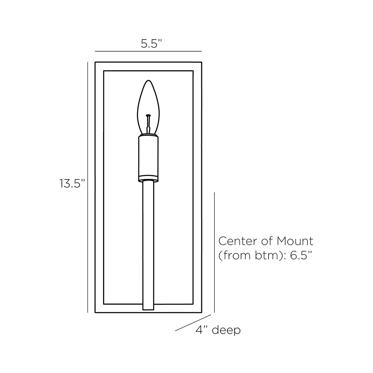 Avanti Wall Light - line drawing.