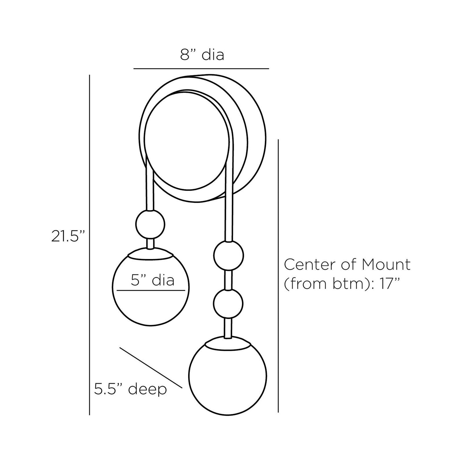 Beverly Wall Light - line drawing.
