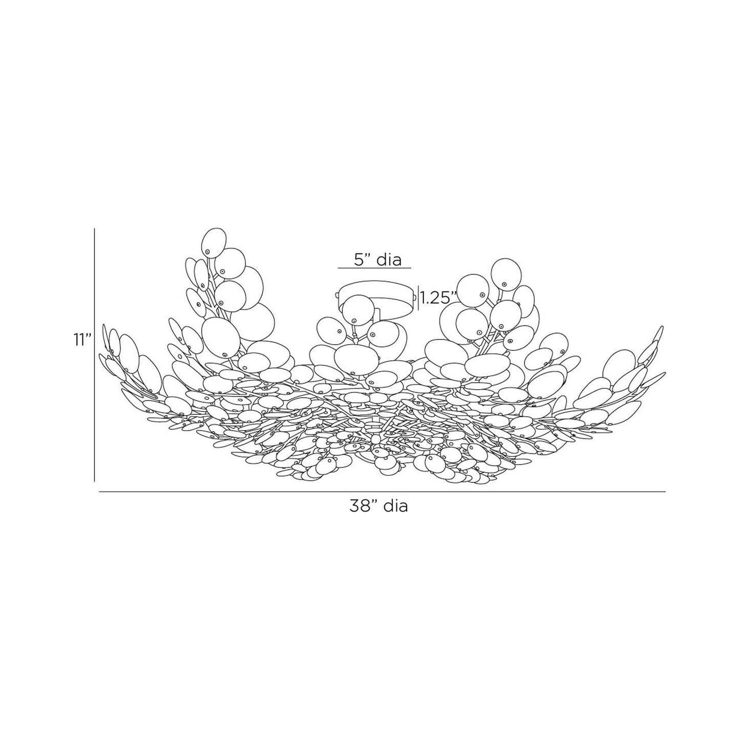 Bilal Flush Mount Ceiling Light - line drawing.