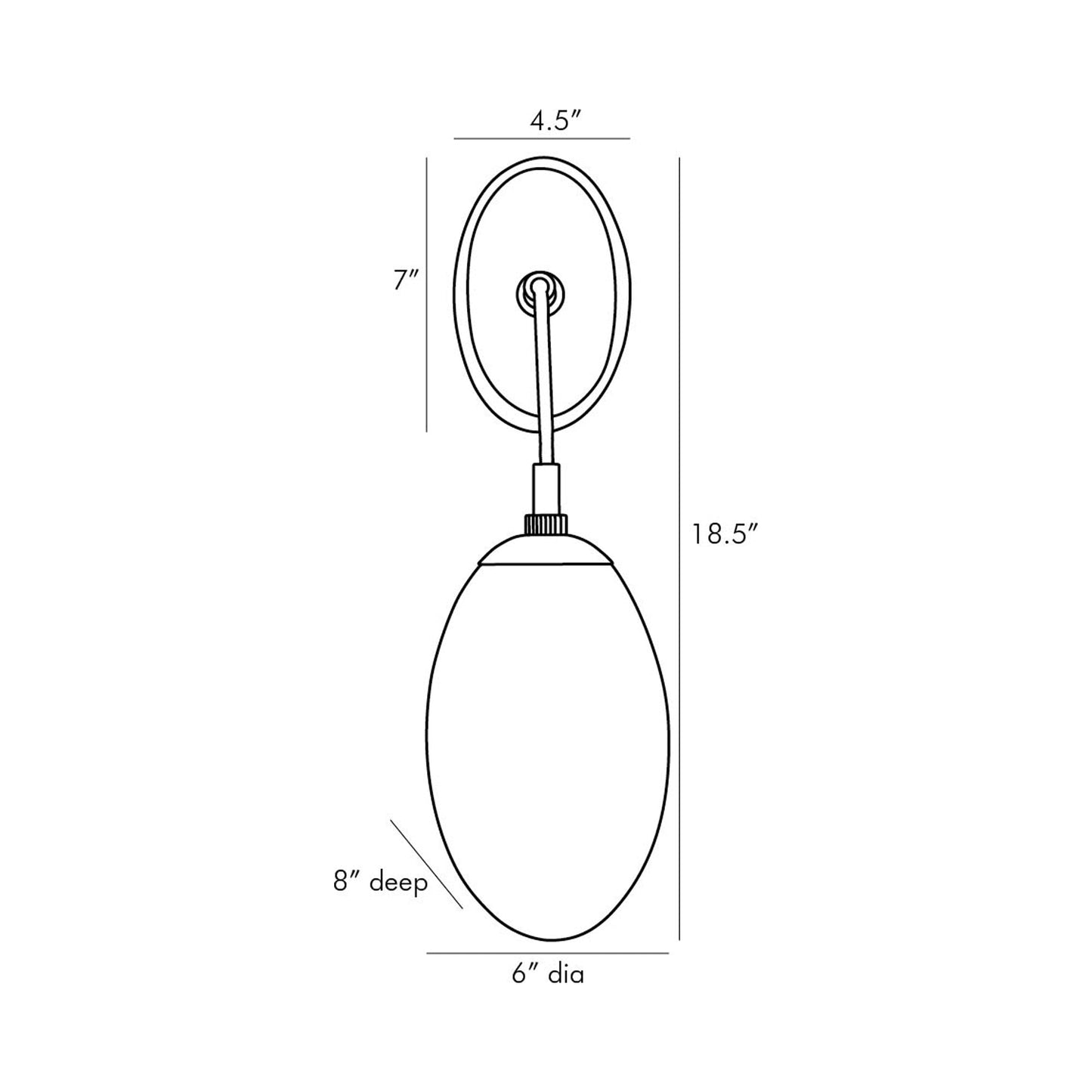 Bindi Wall Light - line drawing.
