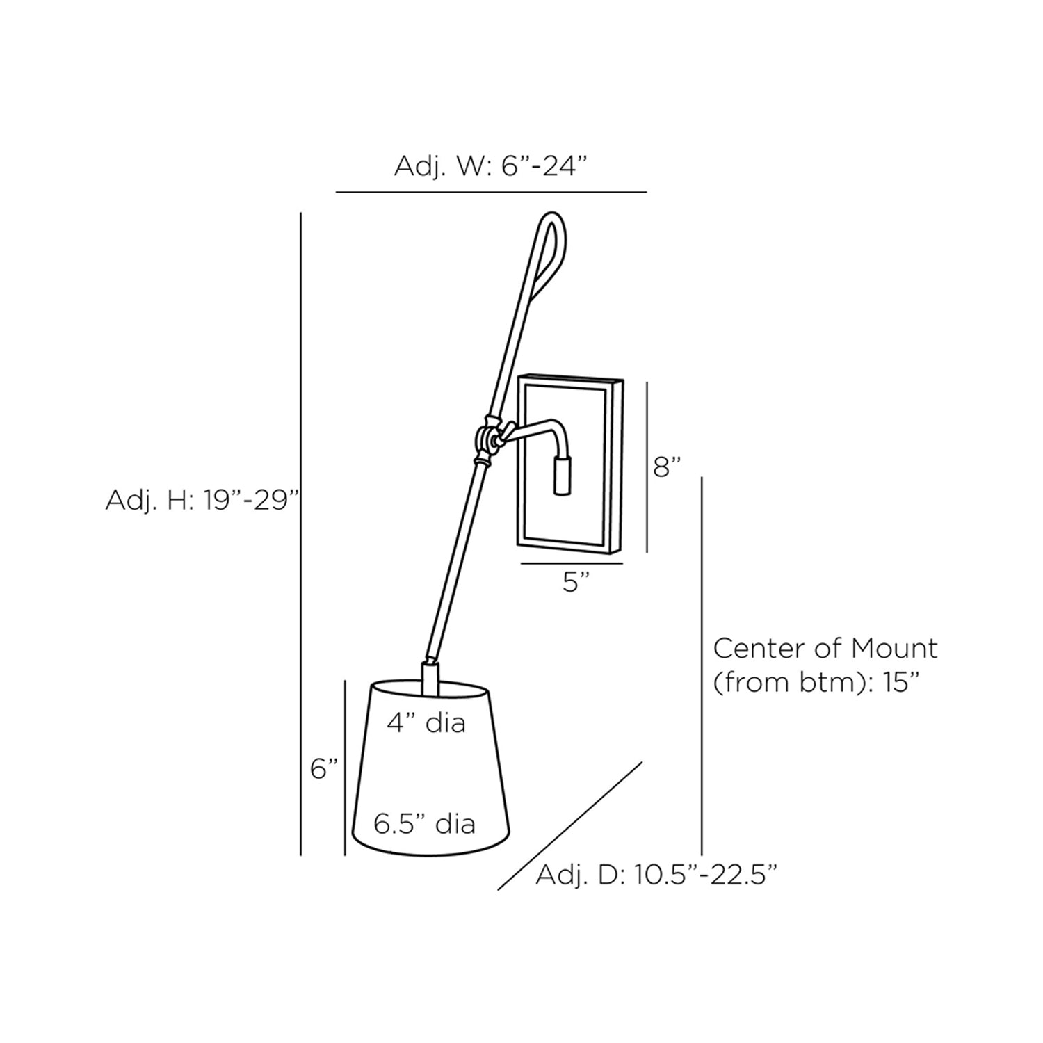 Birdwell Wall Light - line drawing.