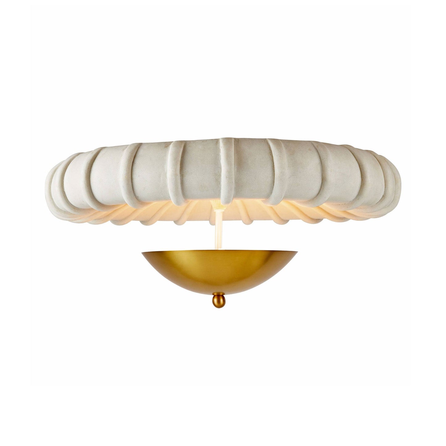 Camella Semi Flush Mount Ceiling Light in Antique Brass.