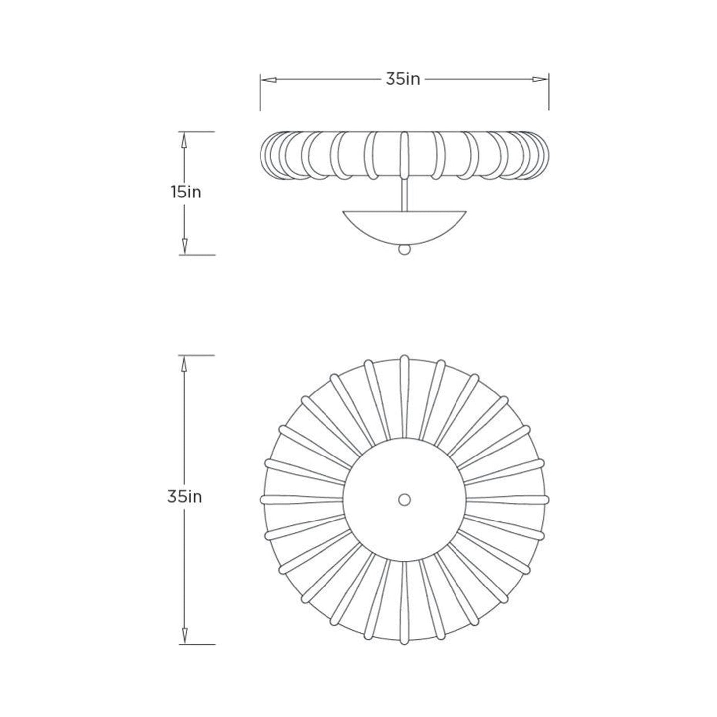 Camella Semi Flush Mount Ceiling Light - line drawing.