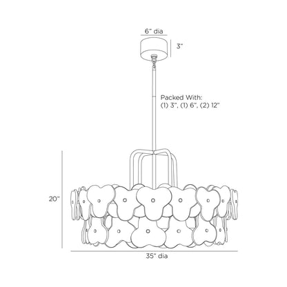Cascade Chandelier - line drawing.
