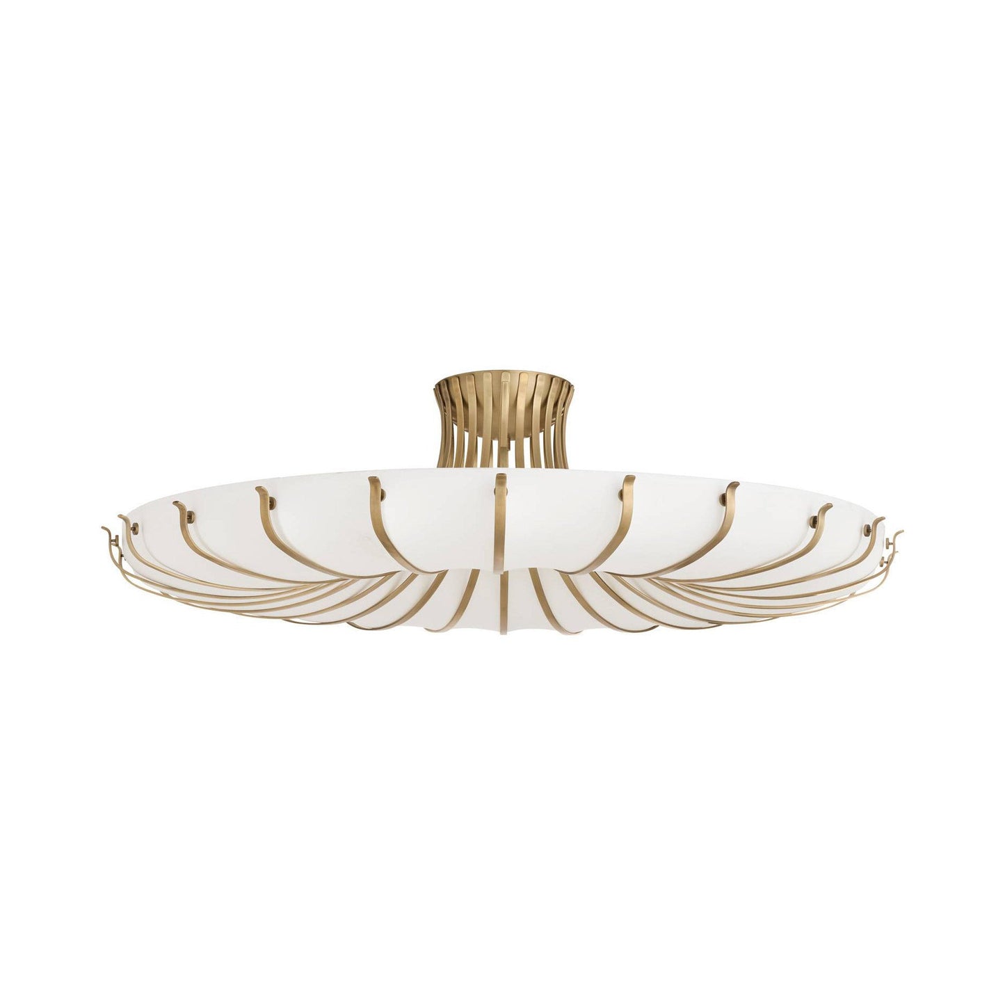 Chambers Semi Flush Mount Ceiling Light in Antique Brass.