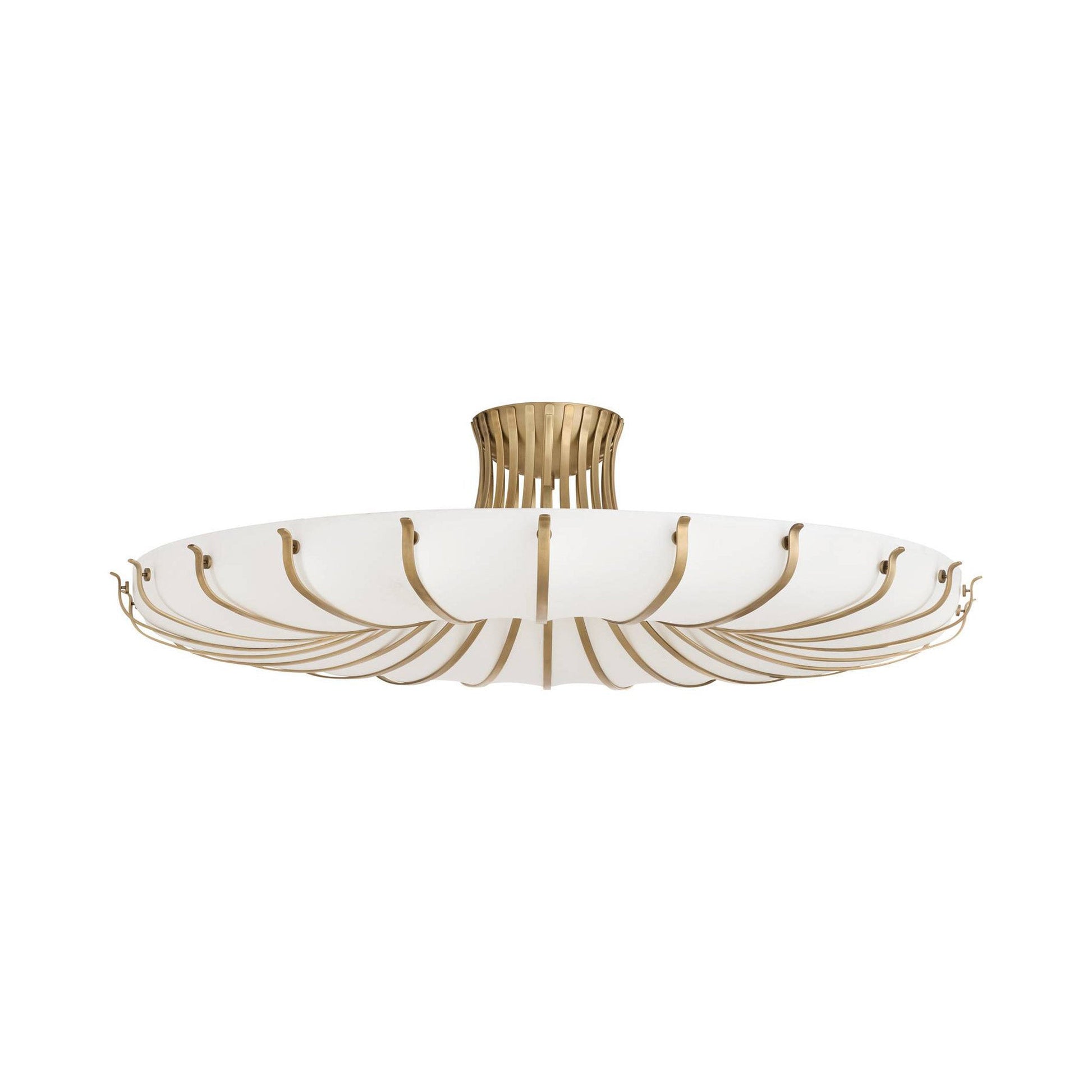 Chambers Semi Flush Mount Ceiling Light in Antique Brass.