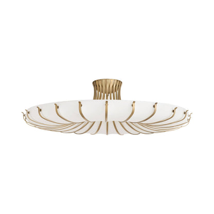 Chambers Semi Flush Mount Ceiling Light in Antique Brass.