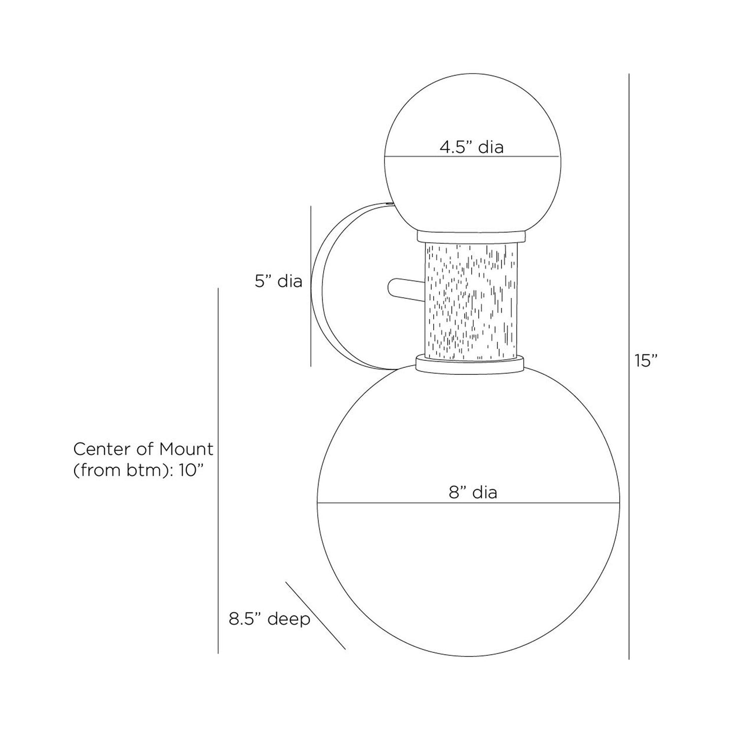 Cheyanne Wall Light - line drawing.