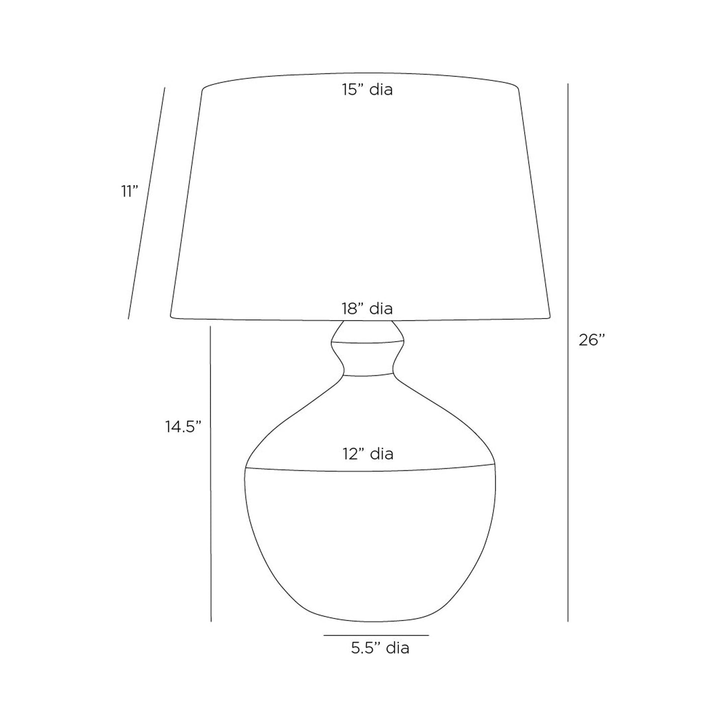 Clementine Table Lamp - line drawing.