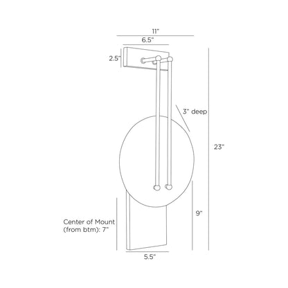 Clover Wall Light - line drawing.