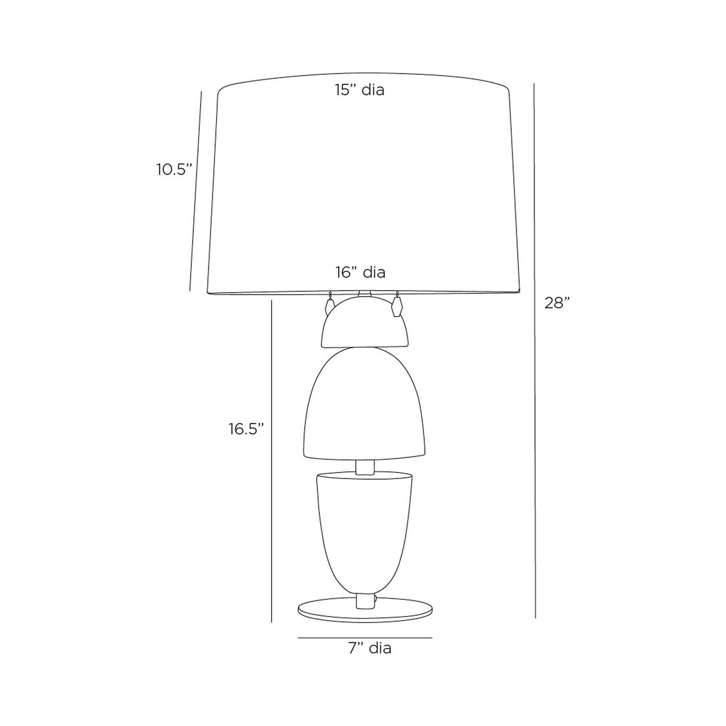 Comal Table Lamp - line drawing.