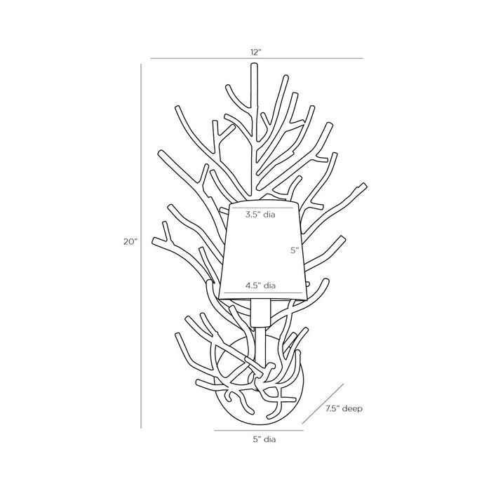 Coral Twig Wall Light - line drawing.