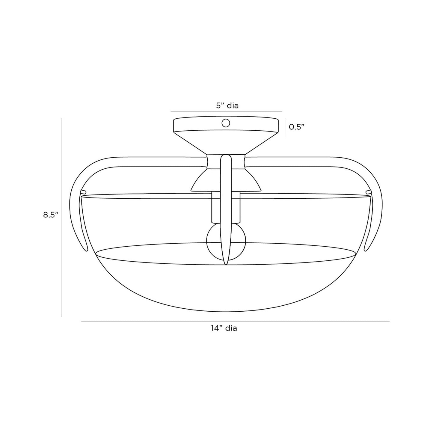 Corona Flush Mount Ceiling Light - line drawing.