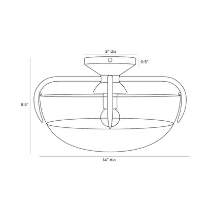 Corona Flush Mount Ceiling Light - line drawing.