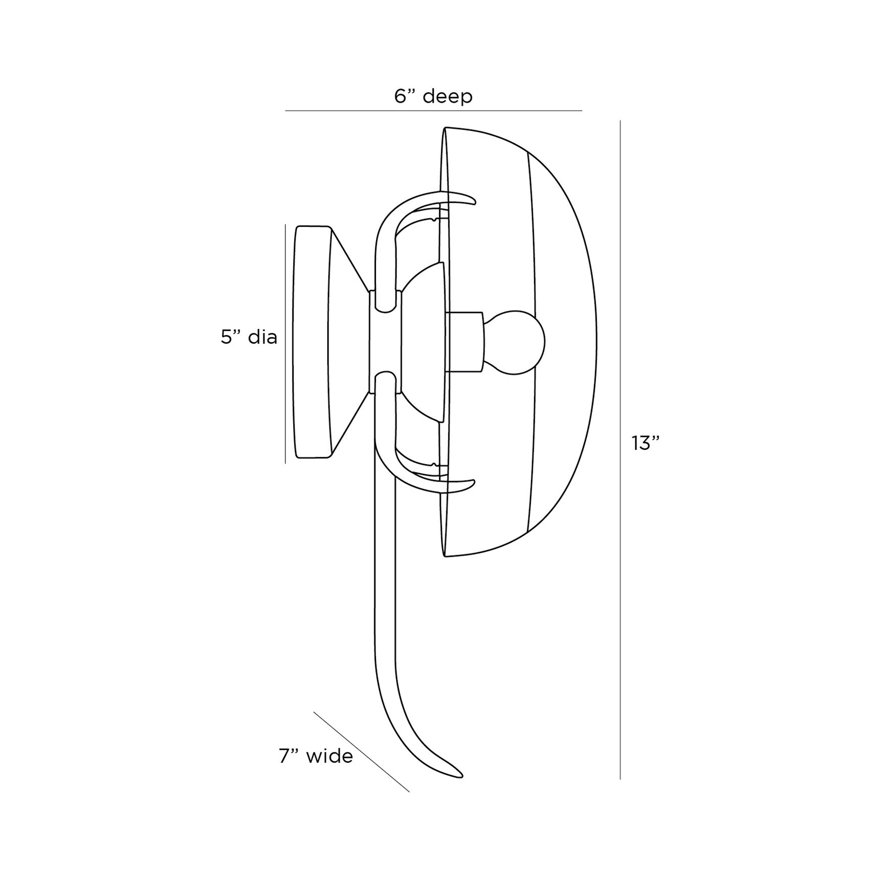 Corona Wall Light - line drawing.
