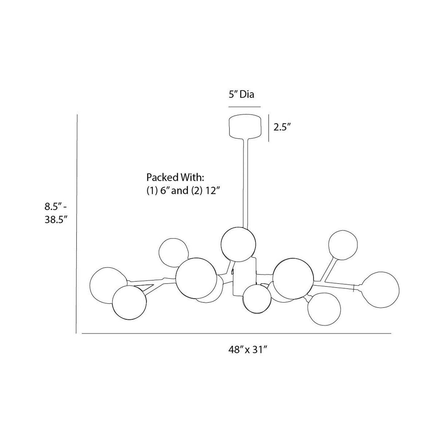 Dallas Chandelier - line drawing.