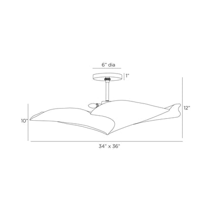 Daniella Semi Flush Mount Ceiling Light - line drawing.