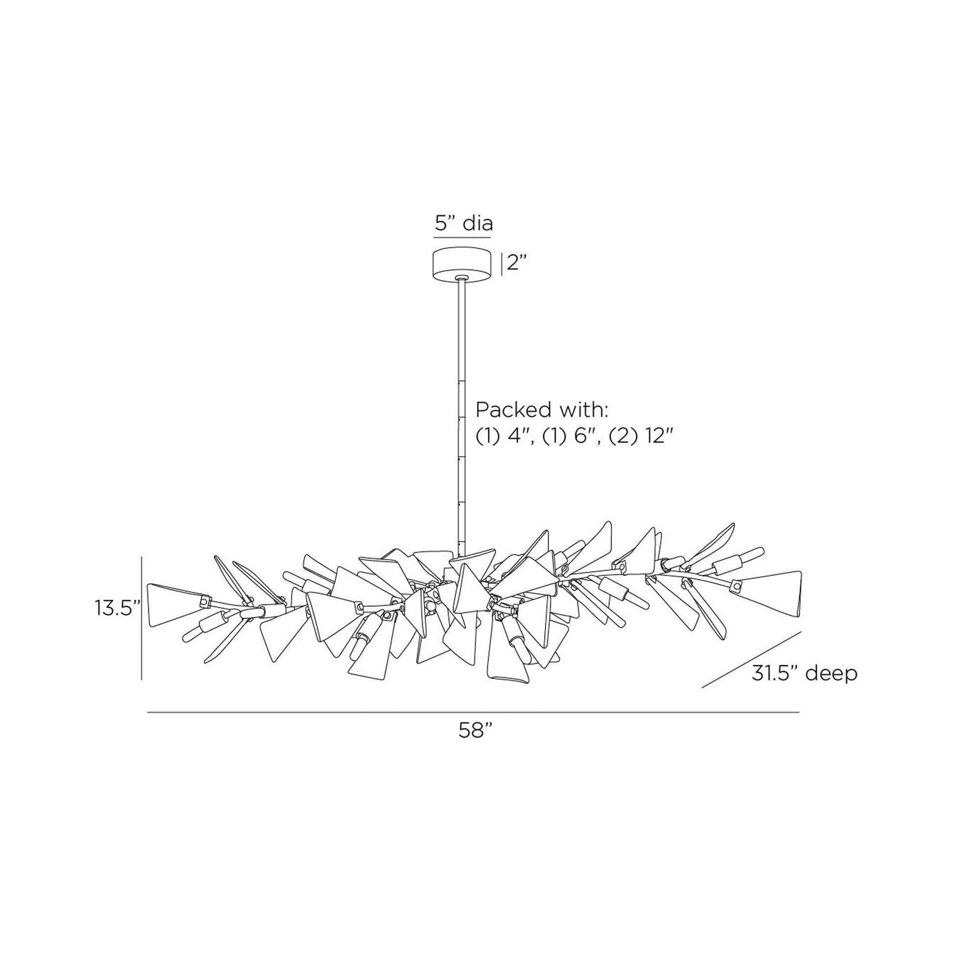 Delmar Chandelier - line drawing.