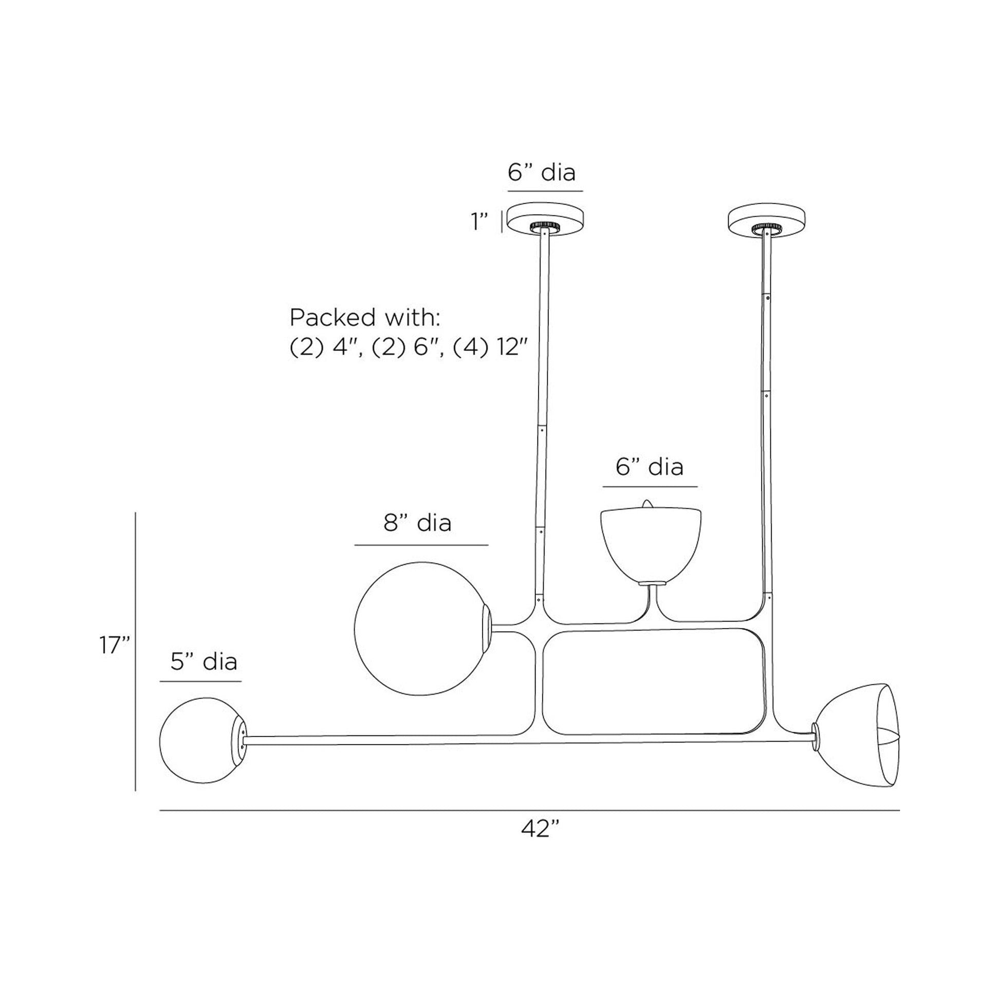 Dillon Linear Chandelier - line drawing.