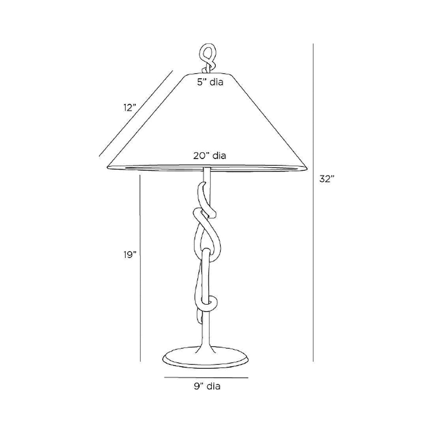 Dutton Table Lamp - line drawing.