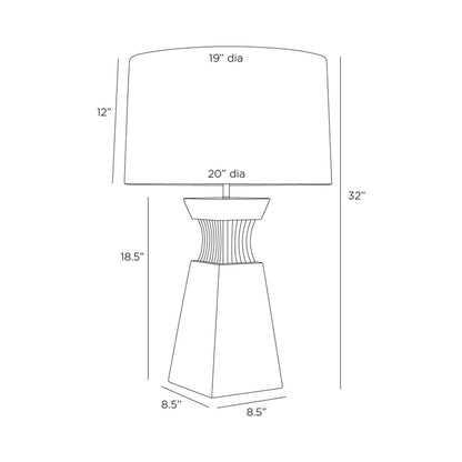 Dynasty Table Lamp - line drawing.