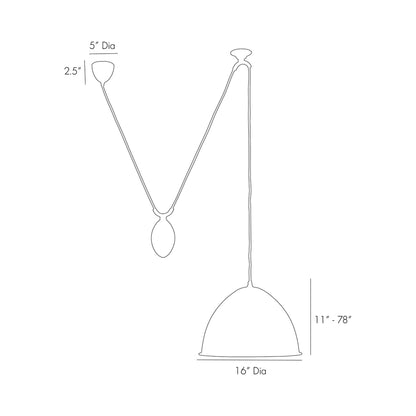 Egg Drop Pendant Light - line drawing.