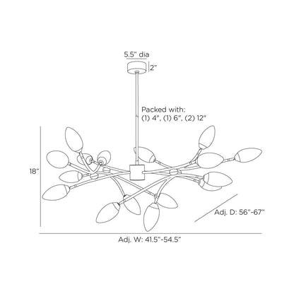 Ember Chandelier - line drawing.