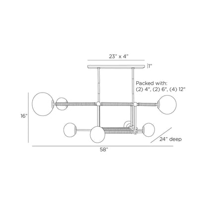Erica Linear Chandelier - line drawing.