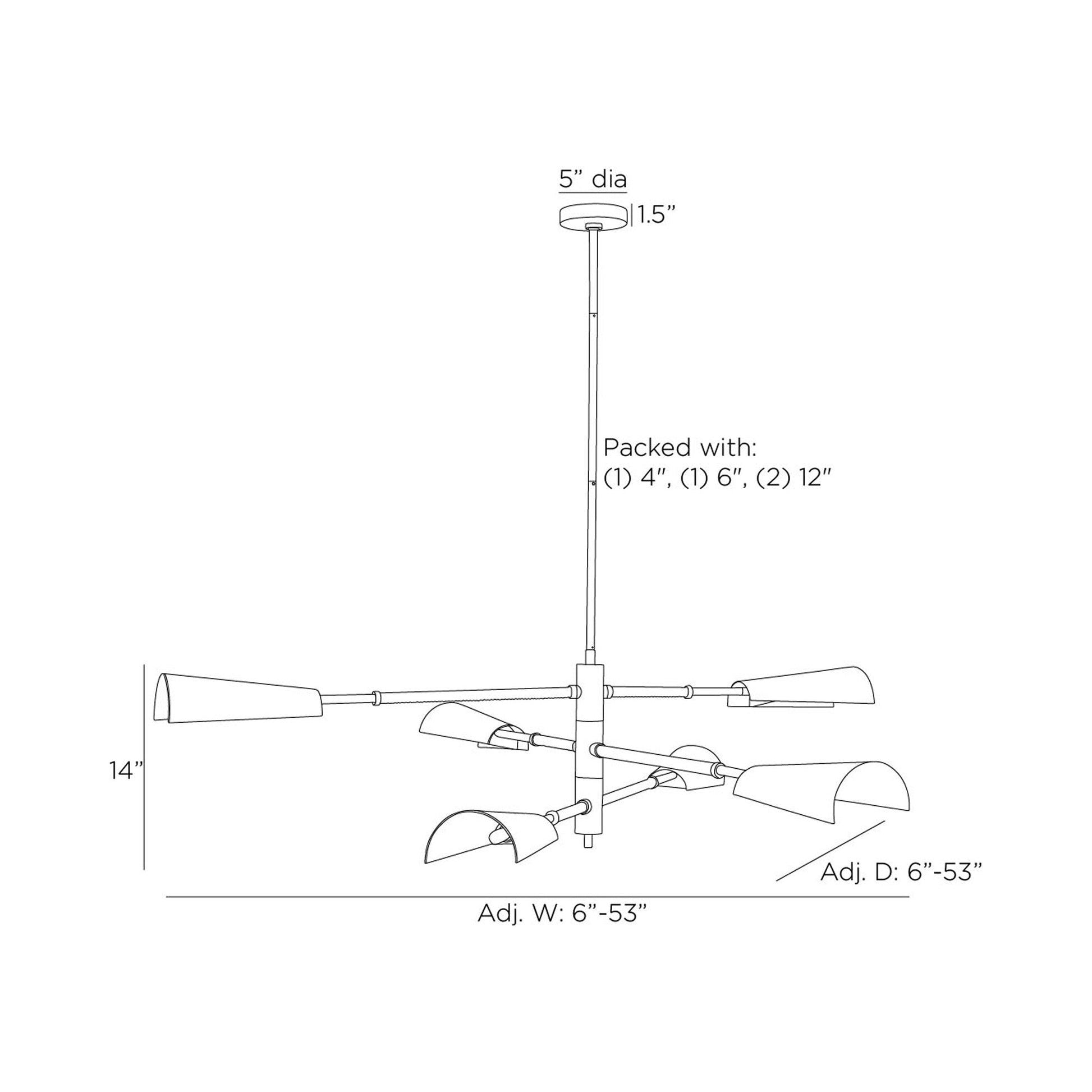 Estevan Chandelier - line drawing.
