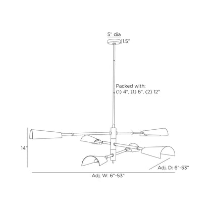 Estevan Chandelier - line drawing.