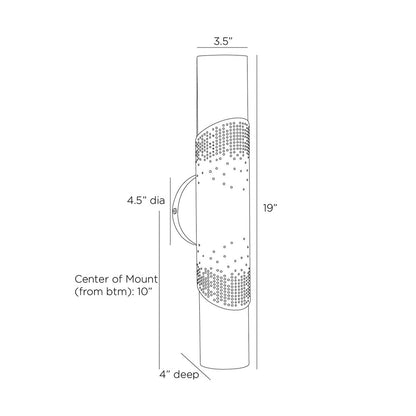 Exelsior Bath Vanity Light - line drawing.