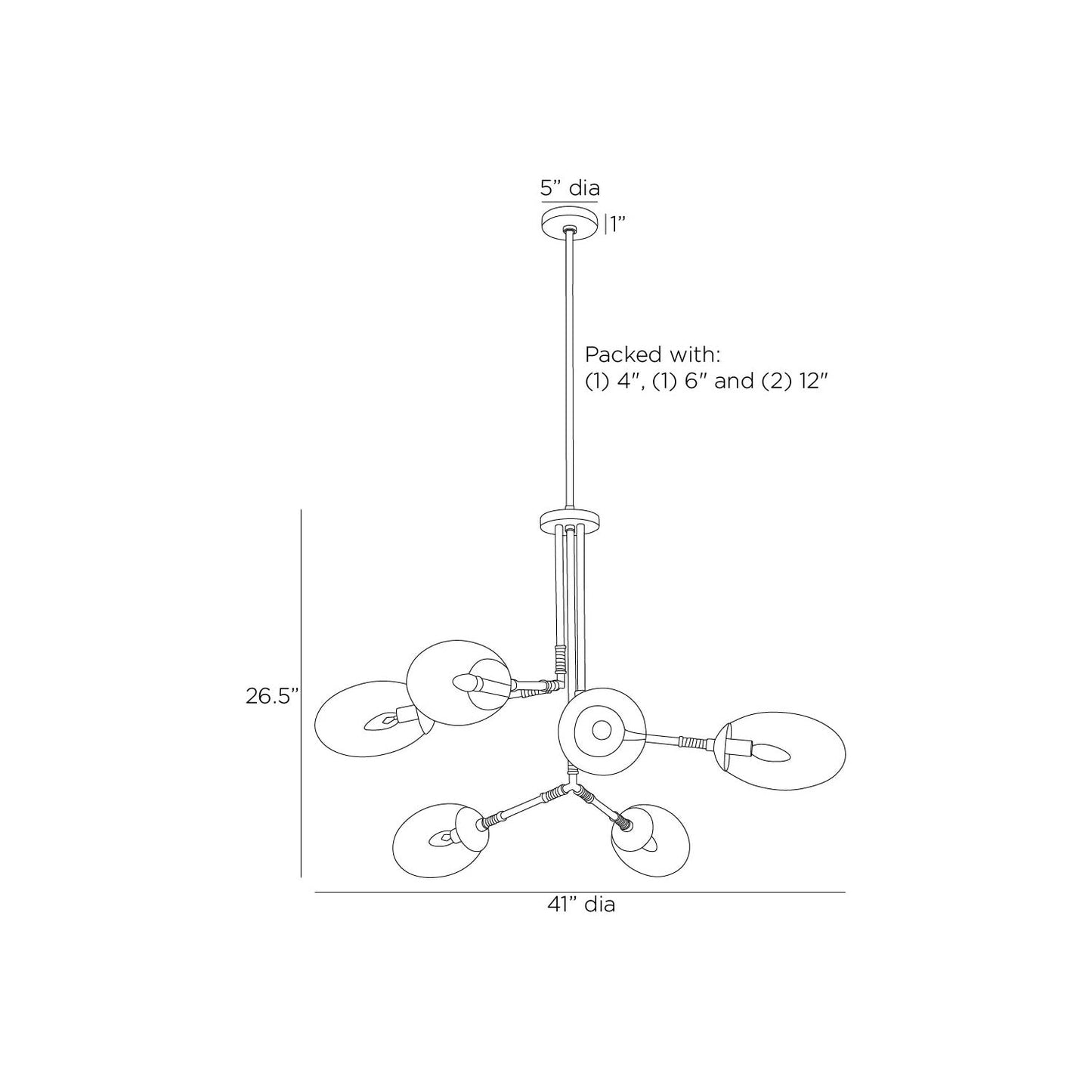 Falcon Chandelier - line drawing.