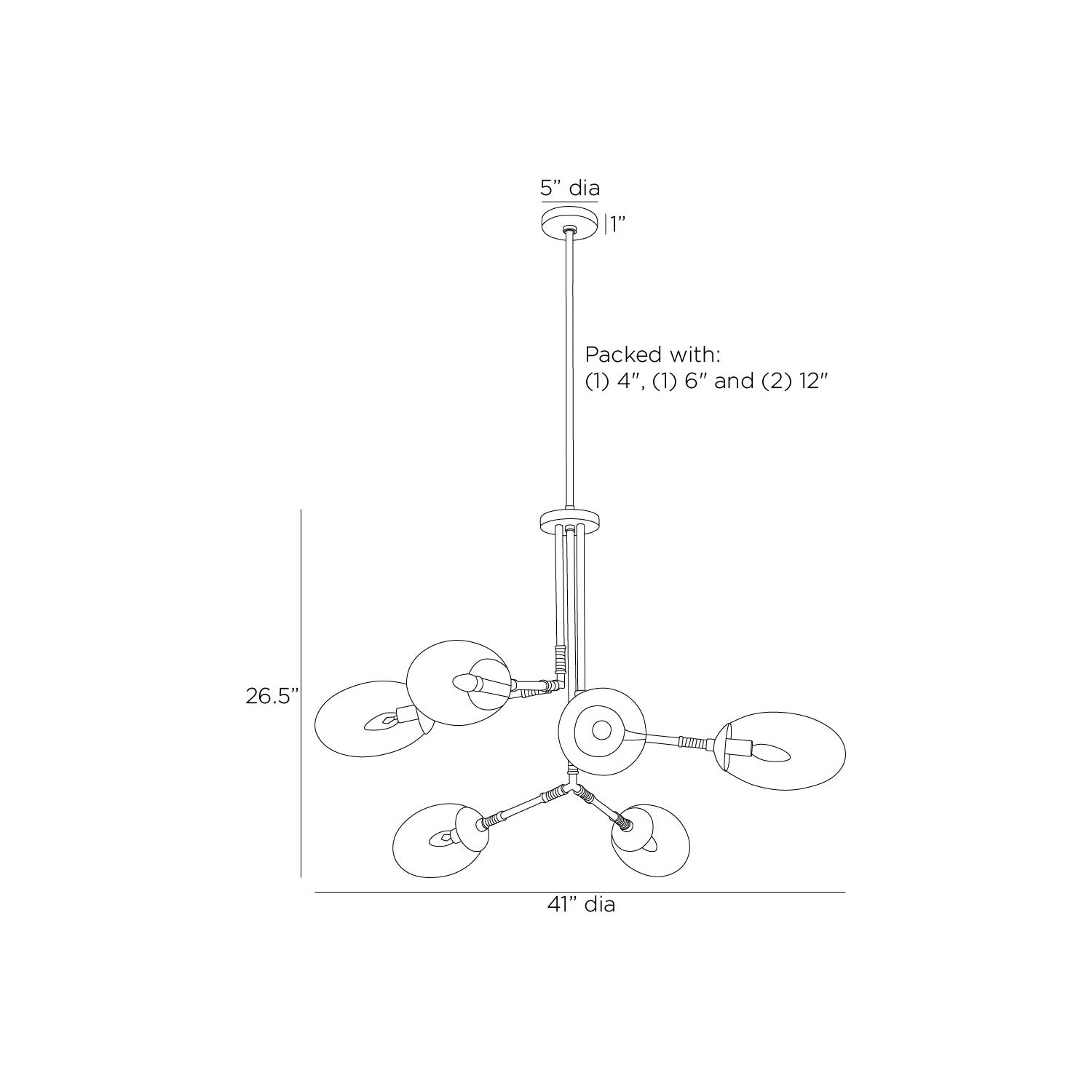 Falcon Chandelier - line drawing.