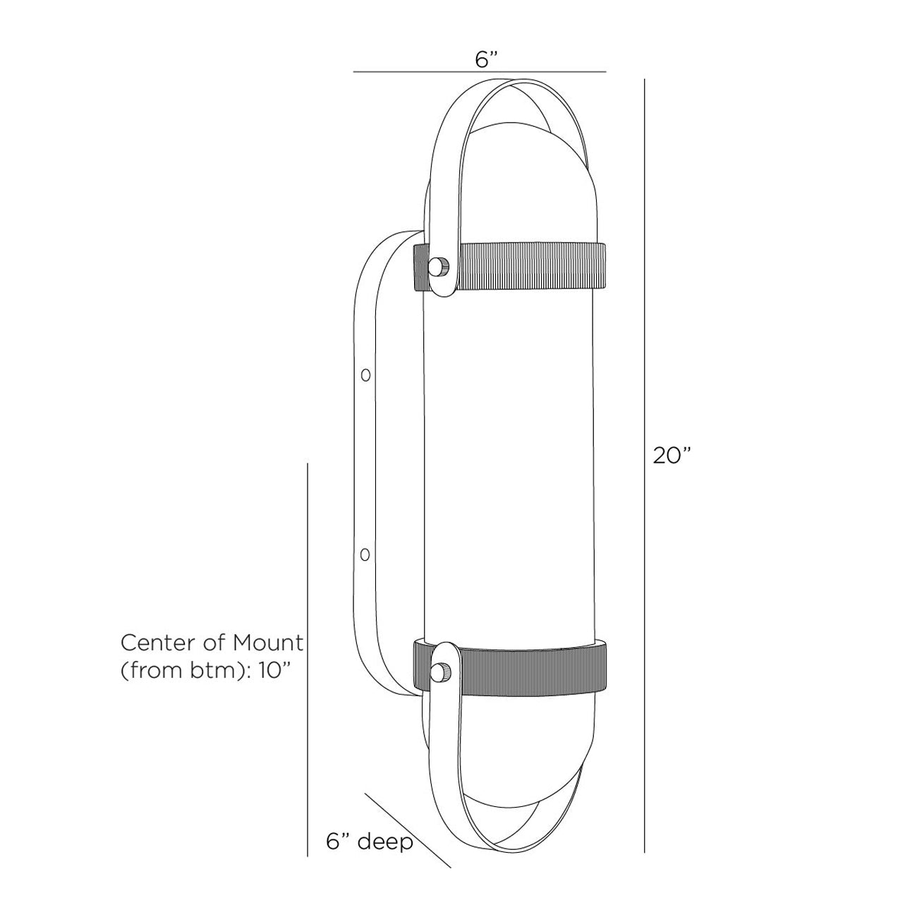 Flemming Bath Vanity Light - line drawing.