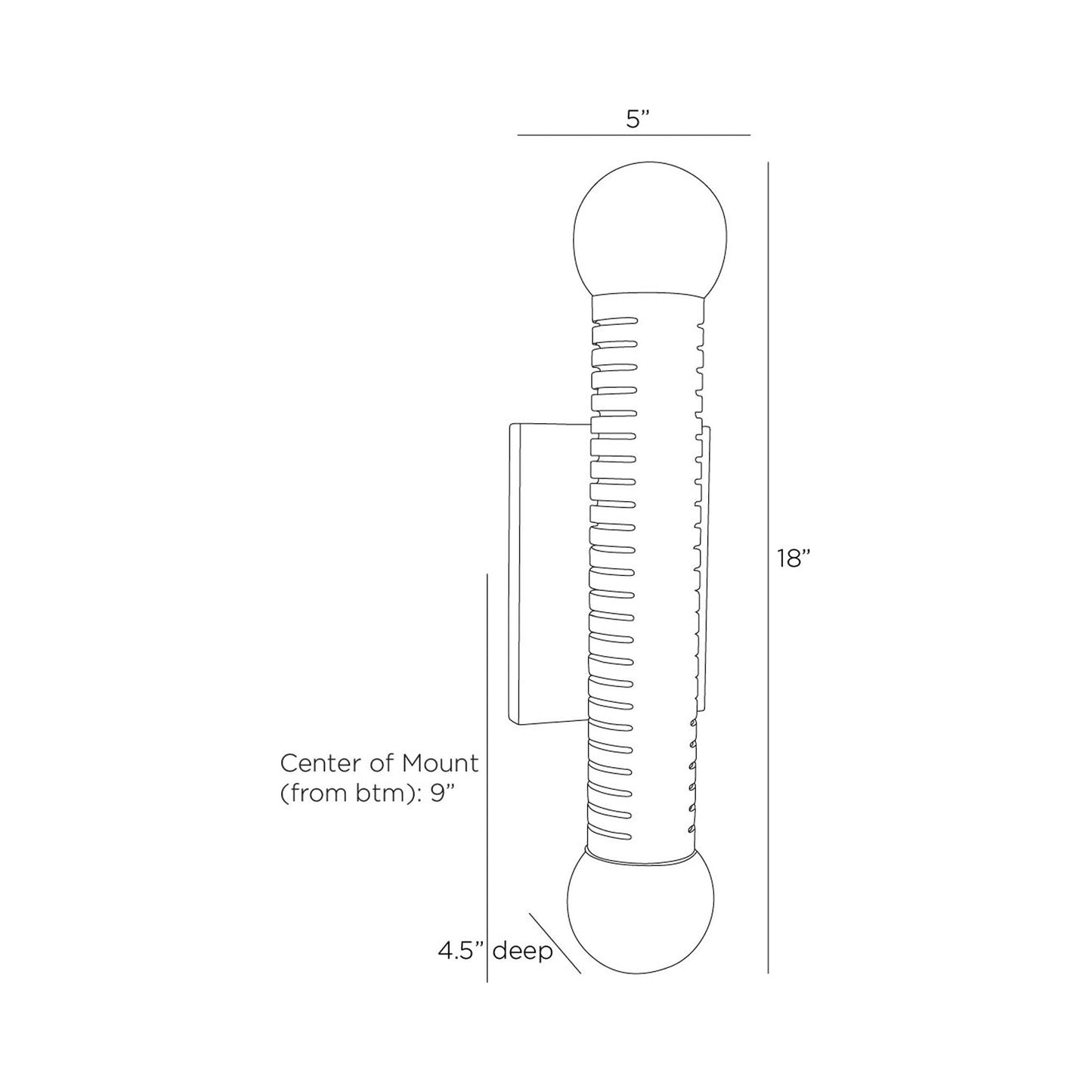 Flume Bath Vanity Light - line drawing.