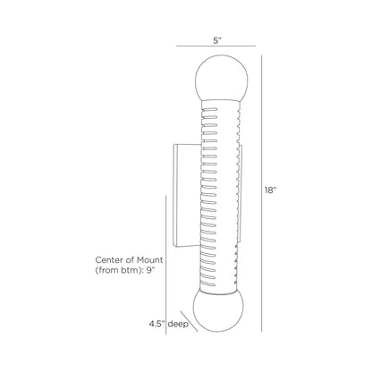 Flume Bath Vanity Light - line drawing.