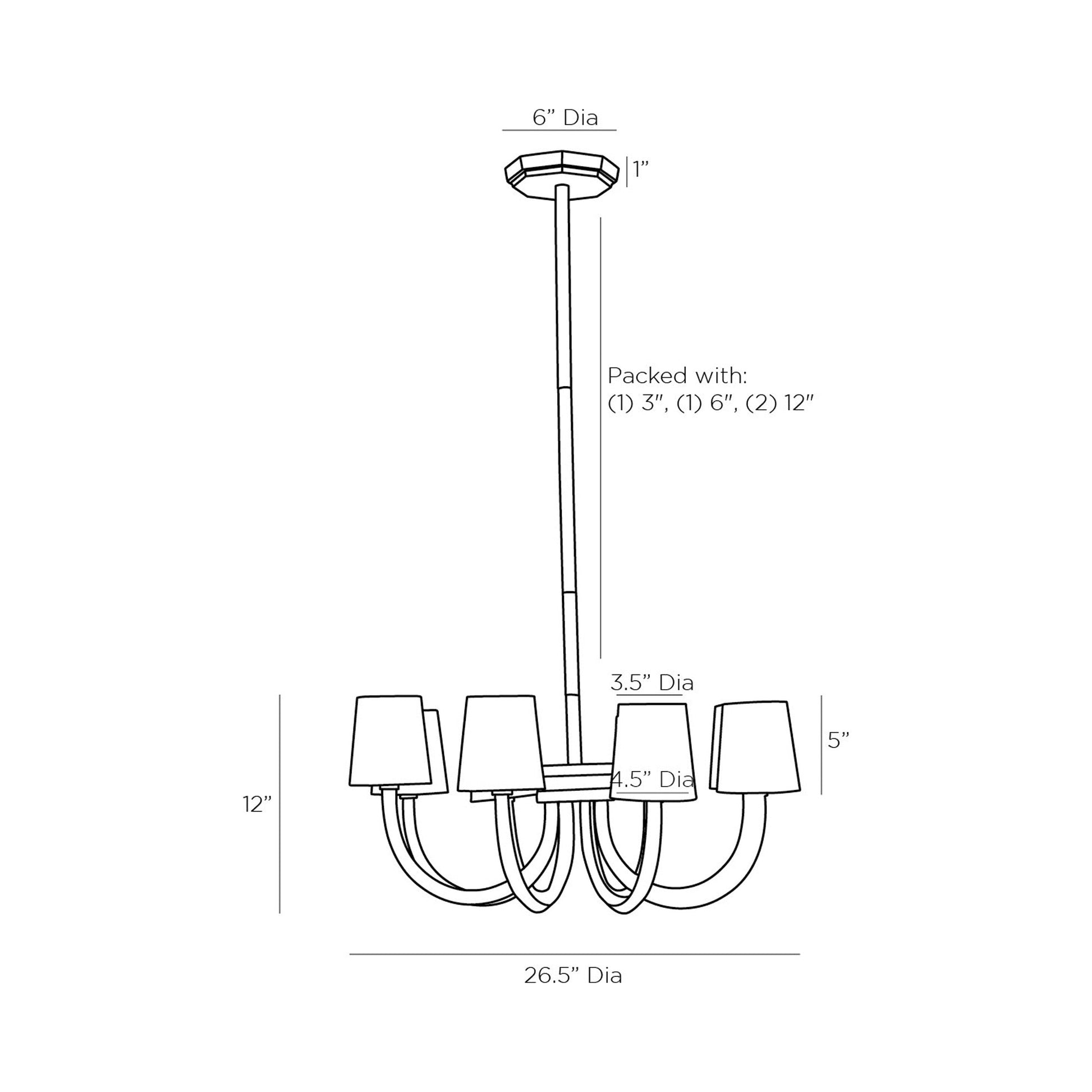 Gaetano Chandelier - line drawing.