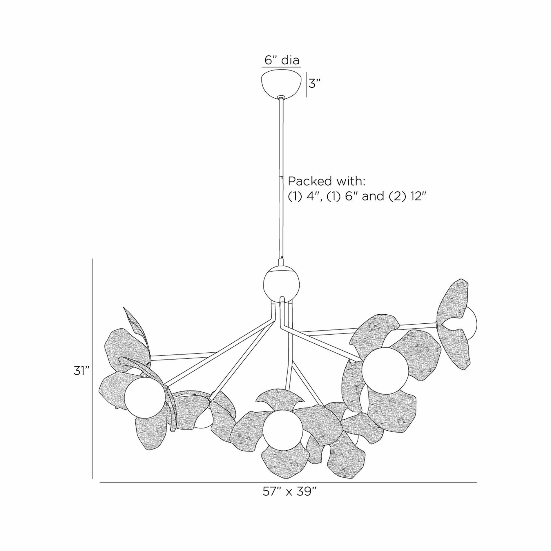 Generosa Chandelier - line drawing.
